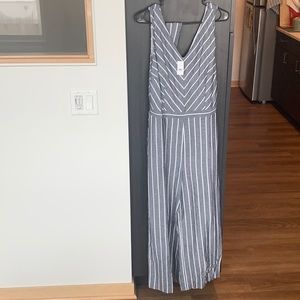 Loft Gray & White Jumpsuit